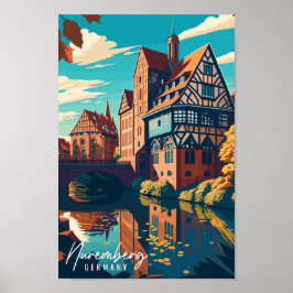 Poster Ilustração de viagens vintage de Nuremberg Germany