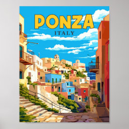 Poster Ilustração de viagens vintage de Ponza Itália