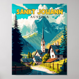 Poster Ilustração de viagens vintage de Sankt Johann Aust