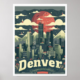 Poster Ilustração de Viagens vintage Denver Colorado