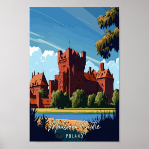Poster Ilustração de viagens vintage do Castelo Malbork
