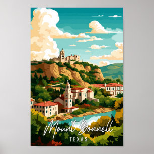 Poster Ilustração de viagens vintage do Monte Bonnell Tex
