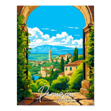 Ilustração de viagens vintage em Perugia Itália
