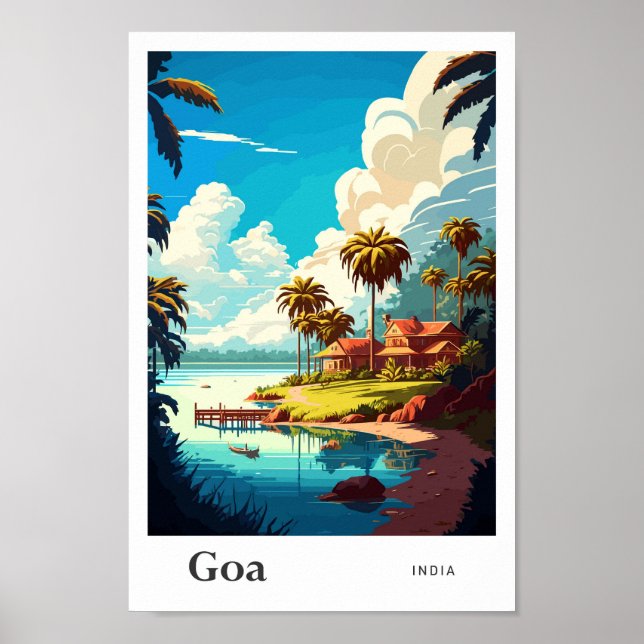 Poster Ilustração de Viagens vintage Goa India (Frente)