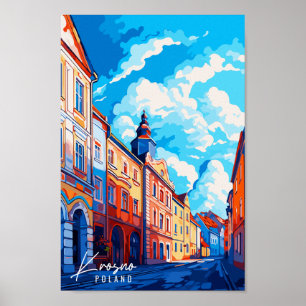Poster Ilustração de viagens vintage Krosno Polônia Po