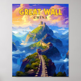 Poster Ilustração de viagens vintage na China excelente W