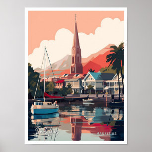 Poster Ilustração de Viagens vintage Port Louis Maurícia