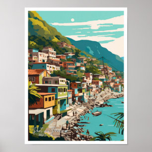 Poster Ilustração de Viagens vintage Porto Príncipe Haiti