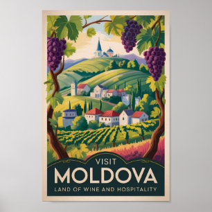 Poster Ilustração de Vinícola da Moldávia Viagem Arte Vin