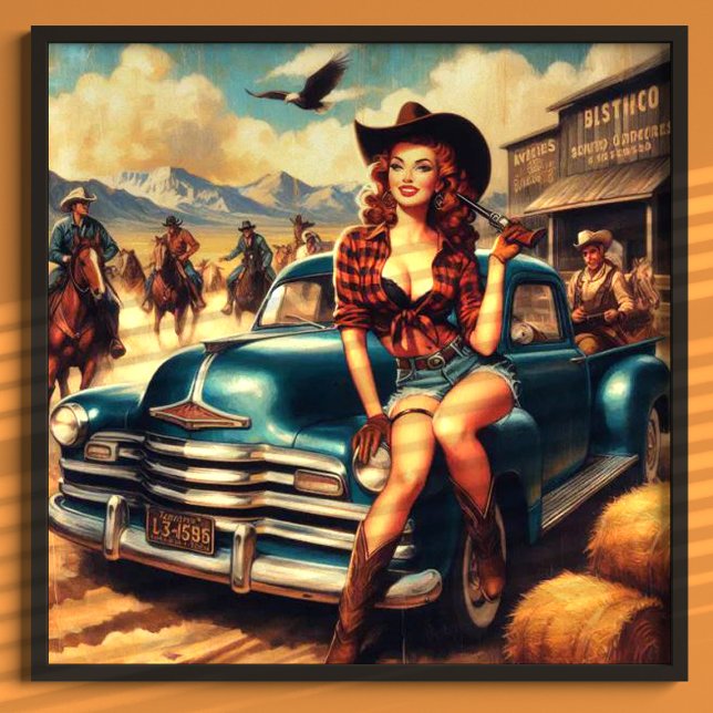 Poster Ilustração de Vintage Country Girl (Criador carregado)