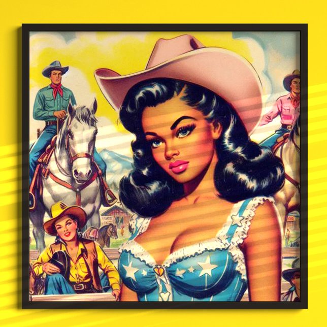Poster Ilustração de Vintage Country Girl (Criador carregado)