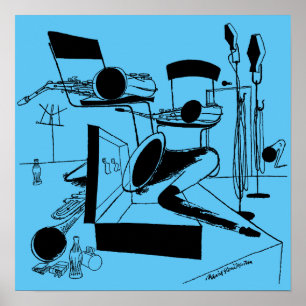 Poster Ilustração de Vintage da Sessão Jam