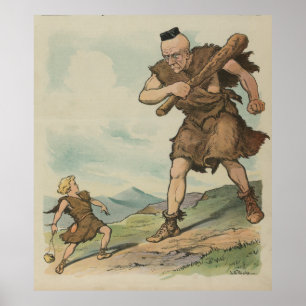Poster Ilustração de Vintage David Versus Golias (1905)