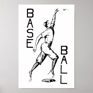 Poster Ilustração de Vintage nos Esportes de Arte Baseb