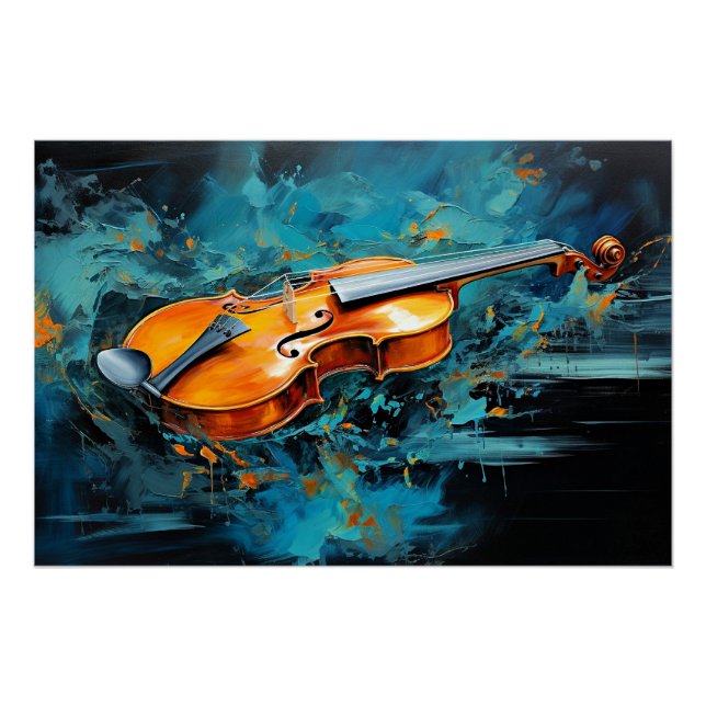 Póster Ilustração de Violino de abstrato (Frente)
