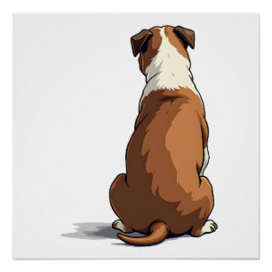 Póster Ilustração de Vista Posterior de Bulldog Vintage A