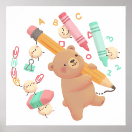 Poster Ilustração de volta às aulas do ursinho Teddy