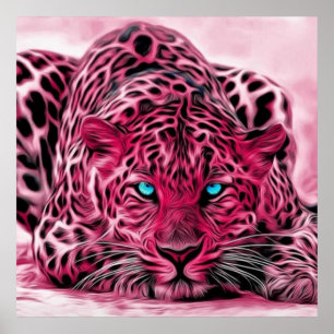Póster Ilustração de Wildcat Tigre-Rosa Azul