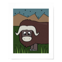 Ilustração de Yak Cute - Arte Animal de Fazenda e