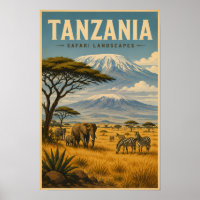 Ilustração de Zebra de Safari na Tanzânia Arte de 