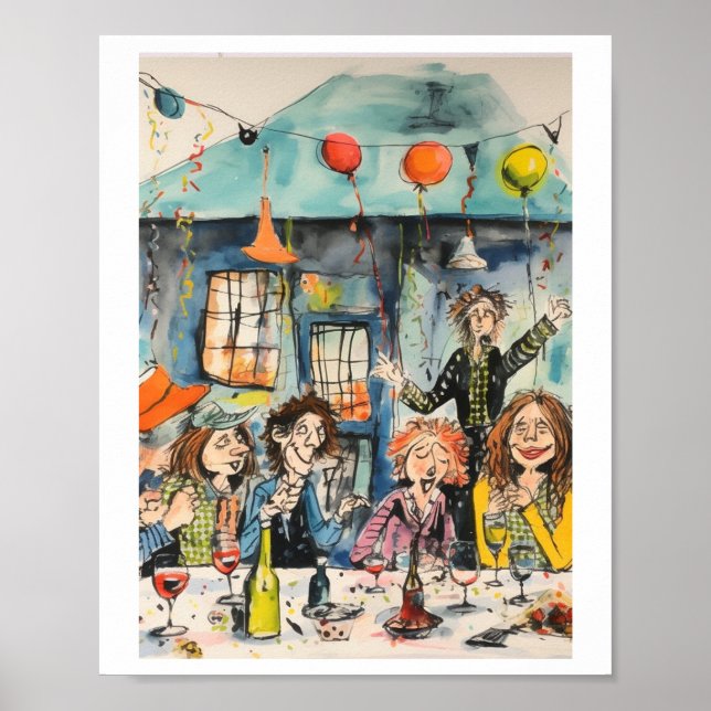 Poster Ilustração divertida de celebração (Frente)