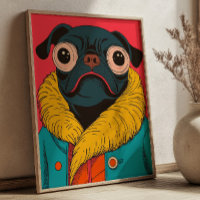 Ilustração Divertida de Pug Engraçado Cachorro Fun