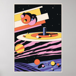 Poster Ilustração do Abstrato de Espaço Psicodélico, 