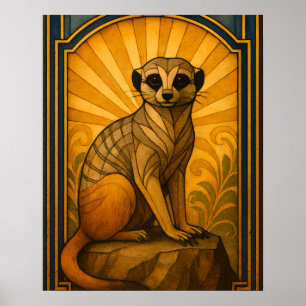 Poster Ilustração do Art Deco Meerkat
