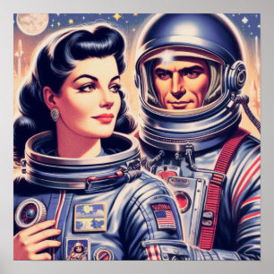 Poster Ilustração do Astronauta Vintage