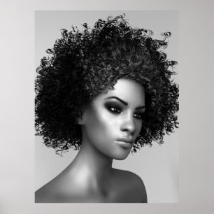 Póster Ilustração do cabelo 3D do Afro