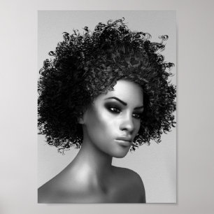 Póster Ilustração do cabelo 3D do Afro