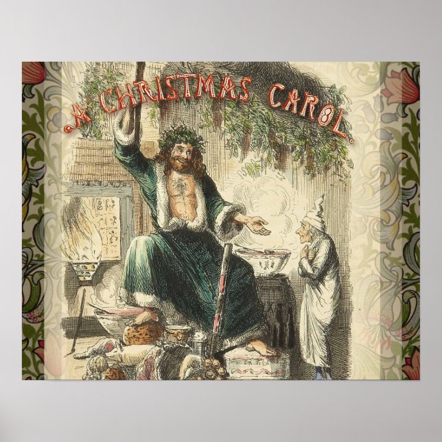 Poster Ilustração do Canto de Natal Scrooge Espírito Pres (Frente)