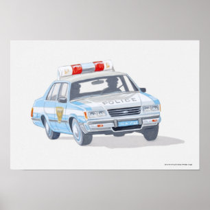 Póster Ilustração do carro de polícia com dois políci