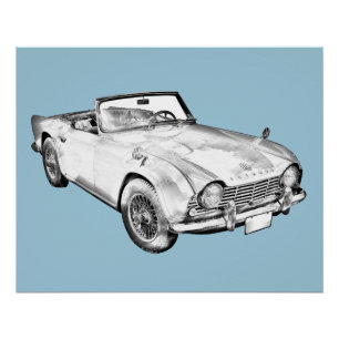 Póster Ilustração do carro esportivo Triumph Tr4