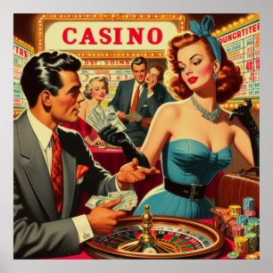 Poster Ilustração do cassino do Casal Vintage