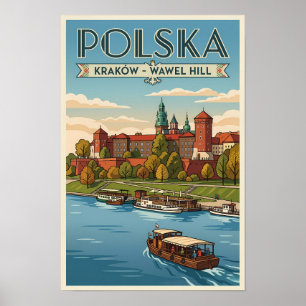 Poster Ilustração do Castelo Real de Wawel na Polônia Via