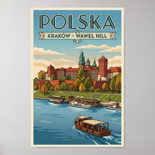 Poster Ilustração do Castelo Real de Wawel na Polônia Via