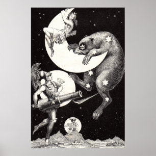 Poster Ilustração do Céu Lunar Celestial Deus Noturno