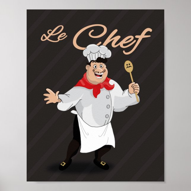 Póster Ilustração do Chef Francês Decor da Cozinha (Frente)