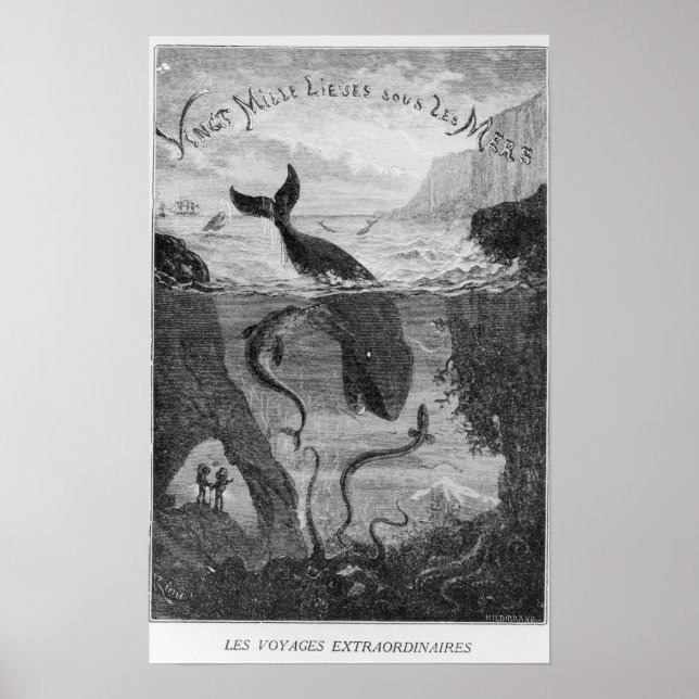Póster Ilustração do cobrir '20.000 Leagues Sob o Mar' (Frente)