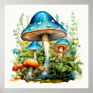 Poster Ilustração do Cogumelo Psicodélico Artista Selvage