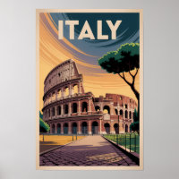 Ilustração do Coliseu da Itália, Arte de Viagem Vi