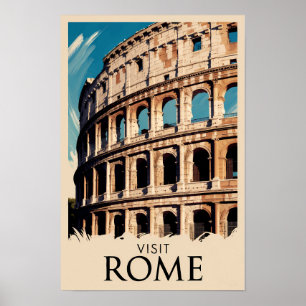 Poster Ilustração do Coliseu de Roma Itália Viagem Arte