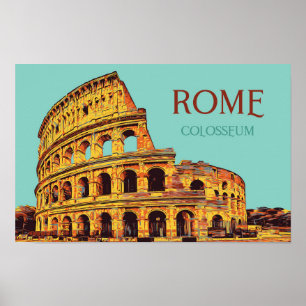 Poster Ilustração do colosso de Roma Itália Cartão postal