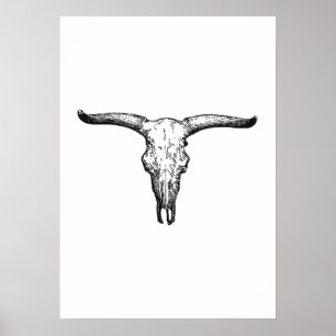 Poster Ilustração do crânio do Aurochs do vintage
