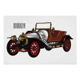 Póster Ilustração do desenho animado Classic car 1920