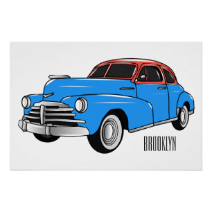 Póster Ilustração do desenho animado Classic car 1948