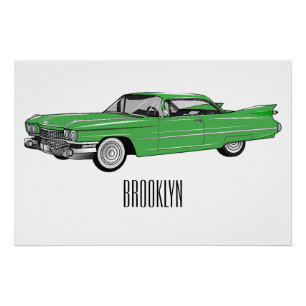 Póster Ilustração do desenho animado Classic car 1959