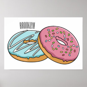 Poster ilustração do desenho animado de rosquinha