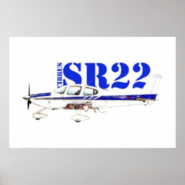 Poster Ilustração do Design da Aeronave Leve Cirrus SR22